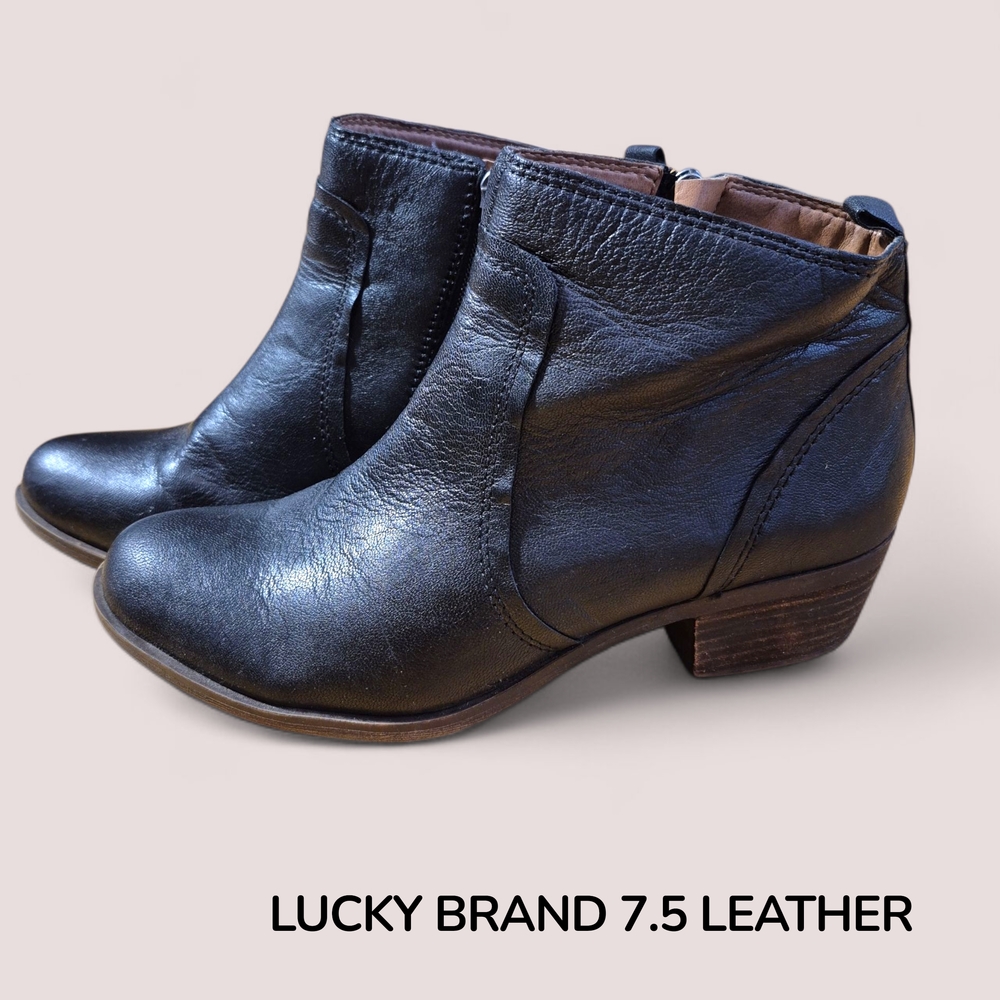 Lucky Brand Black Leather Ankle Booties